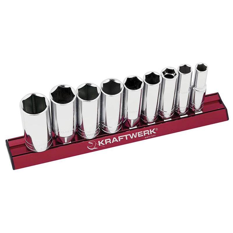 Kraftwerk 3/8\" Deep Socket Set on Magnetic Rail 9 Pieces